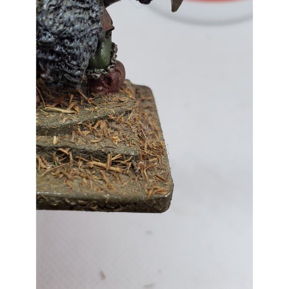 Rare Vintage Ogre Warrior With Spiked Axe On Stone Slate Shelf Sitter Home Décor - Picture 9 of 12